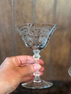 Vintage Portia by Cambridge Etched Champagne Glasses - Set of 2